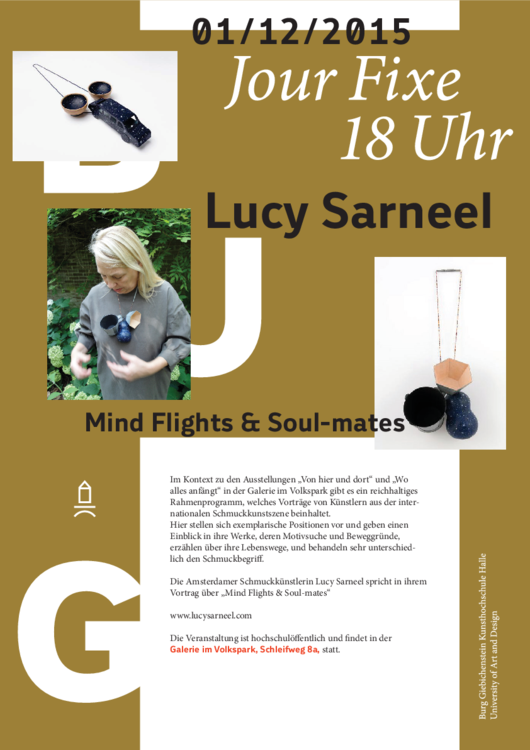 Plakat zum Jour Fixe mit Lucy Sarneel