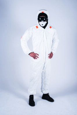 person in white jumpsuit, mask and sunglasses burg giebichenstein kunsthochschule halle  industrial design experimental design methods