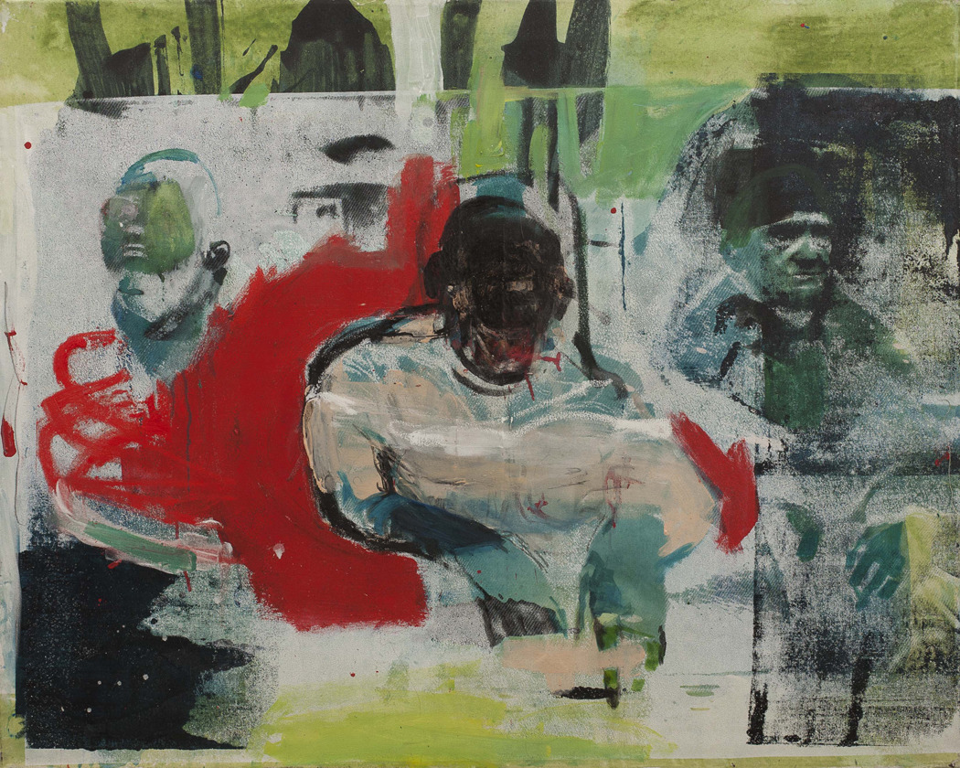 Undine Bandelin, „Sitzung IV“, Siebdruck/Mischtechnik auf Leinwand, 80 x 100 cm, 2010, Foto: Phillip Hiersemann
