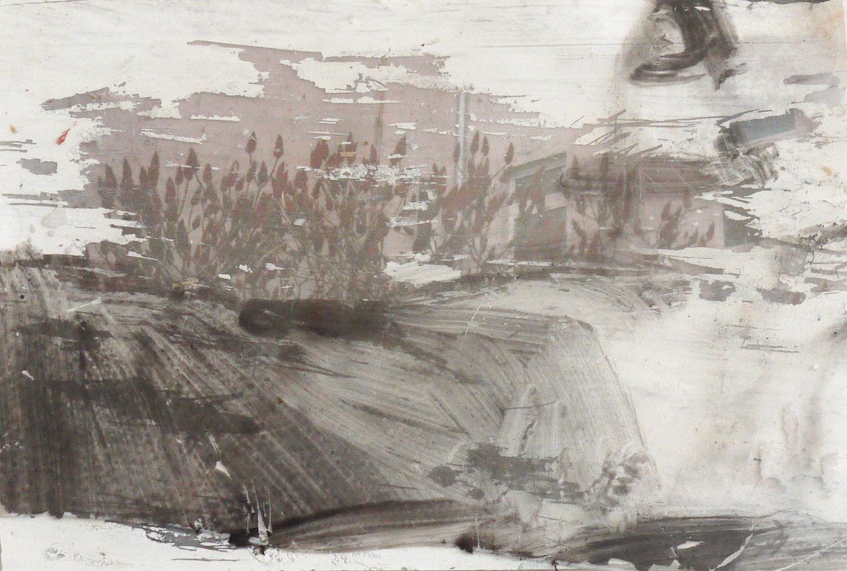 Aline Schwibbe, „Reminiszenz 1“, 9 x 13 cm, Collage und Mischtechnik auf PVC, 2015