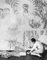1958 Willi Sitte arbeitet am Karton für den Bildteppich „40 Jahre KPD“