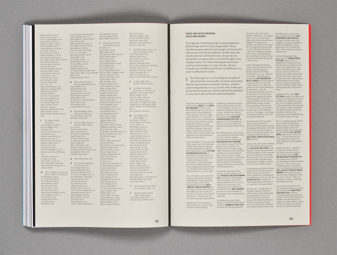 Jahrbuch „Burg 2014“, Innenseiten, herausgegeben vom Rektorat der Burg Giebichenstein Kunsthochschule Halle