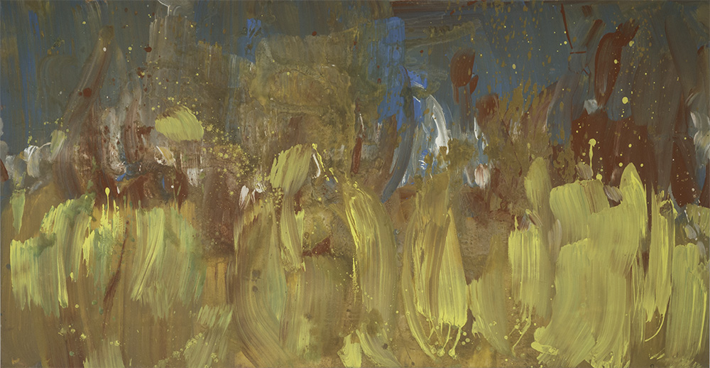 WIR IHR SIE, 2016, Leimfarbe auf Leinwand, 75 x 185 cm