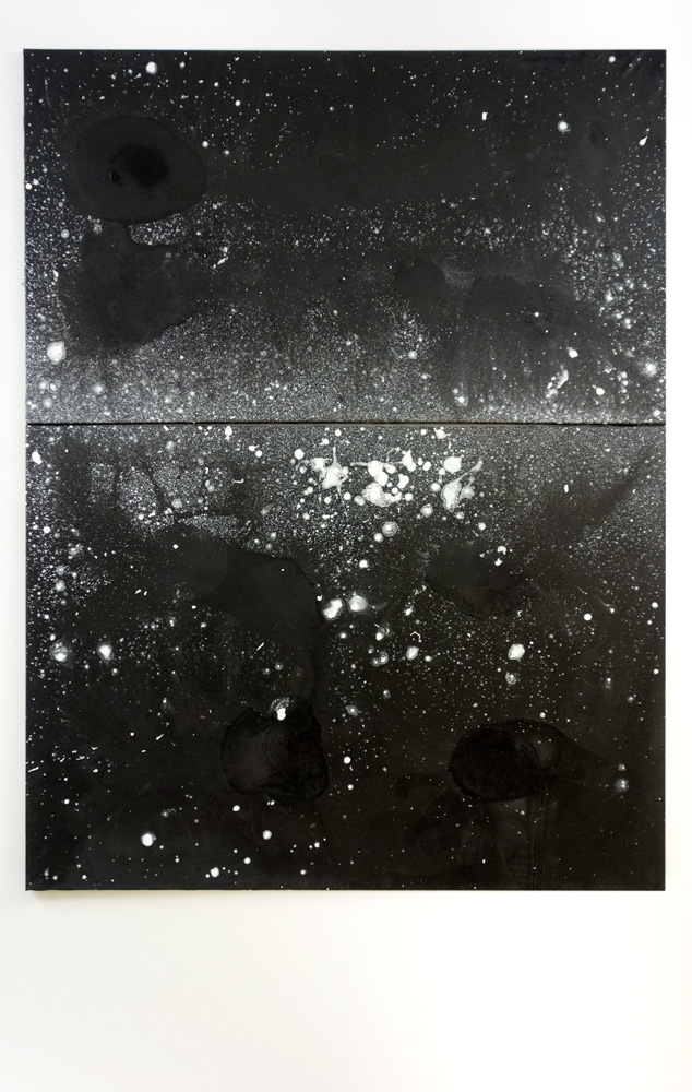Sehnsucht oder Hoffnung, 2015, Acrylfarbe und Tusche auf Leinwand, 88 cm x 150 cm / 110 cm x 150 cm