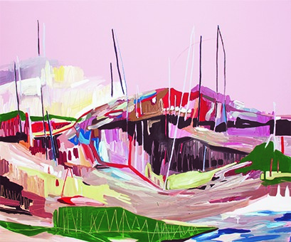 landen | rosa, 2016, Öl- und Acrylfarbe auf Leinwand, 125 x 150 cm