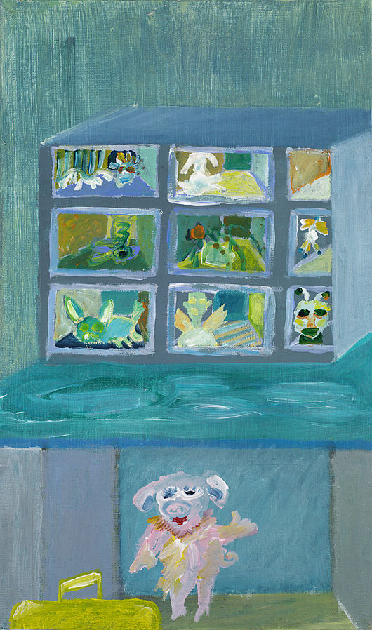 Peggy Kleinert, „Jugendherberge“, Acryl auf Baumwolle/Leinen, 50 x 30 cm, 2003
