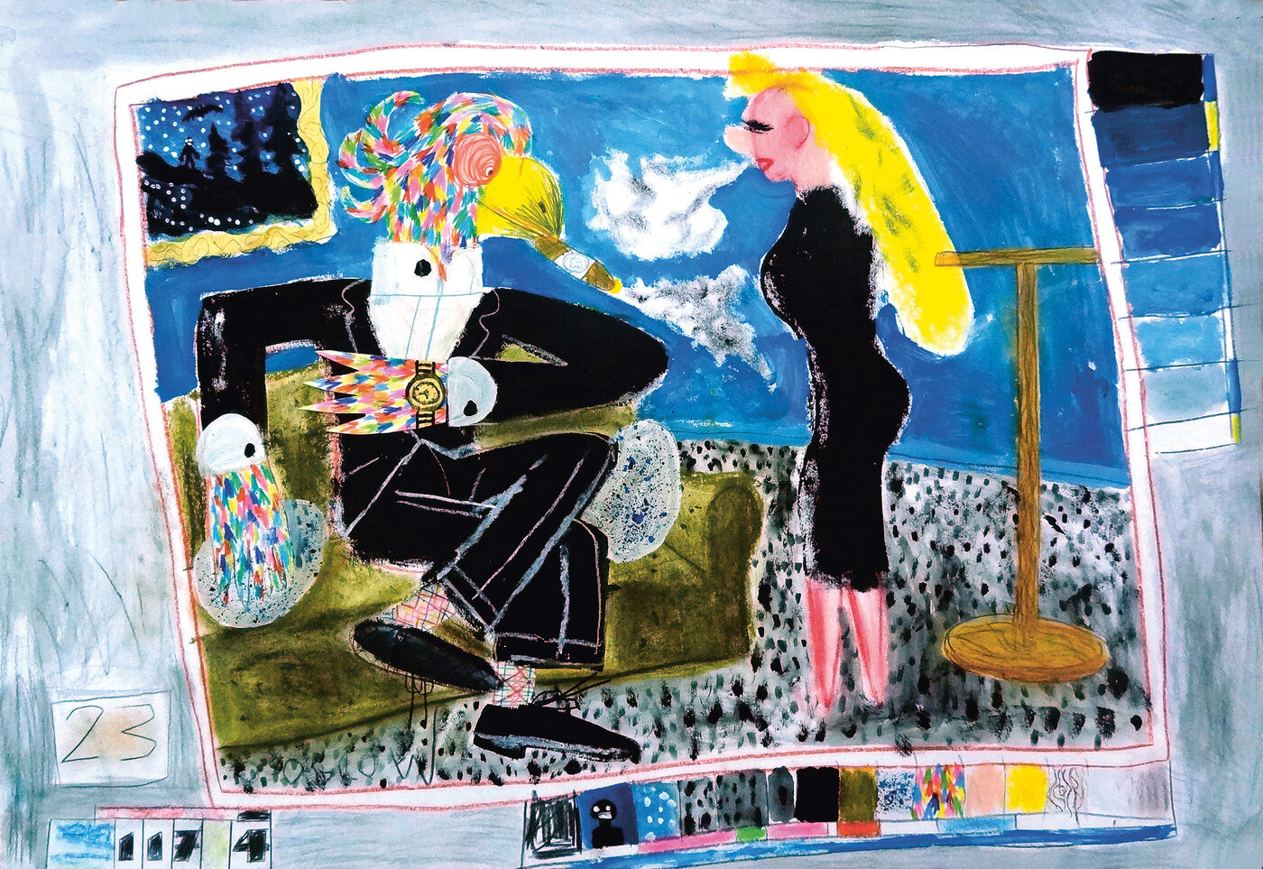 Jannis Esselbrügge (*1990), «It’s the Law» – Adaption eines Motivs von O. Soglow, 2015, Mischtechnik