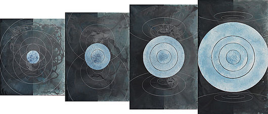 02 MIracle Wasserteilung 4 teilig, 2014, Acryl auf Leinwand, 60 x 70 cm, 60 x 80 cm, 60 x 90 cm, 60 x 100 cm
