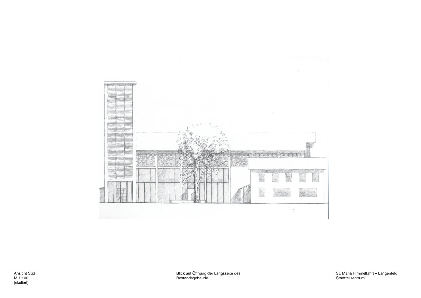 Linienzeichnung der Fassade als Ansicht