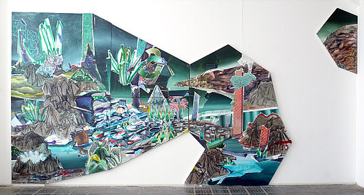 Anja Warzecha, „Bicma“, Acryl auf Leinwand, ca. 600 x 300 cm (Wandinstallation), 2014