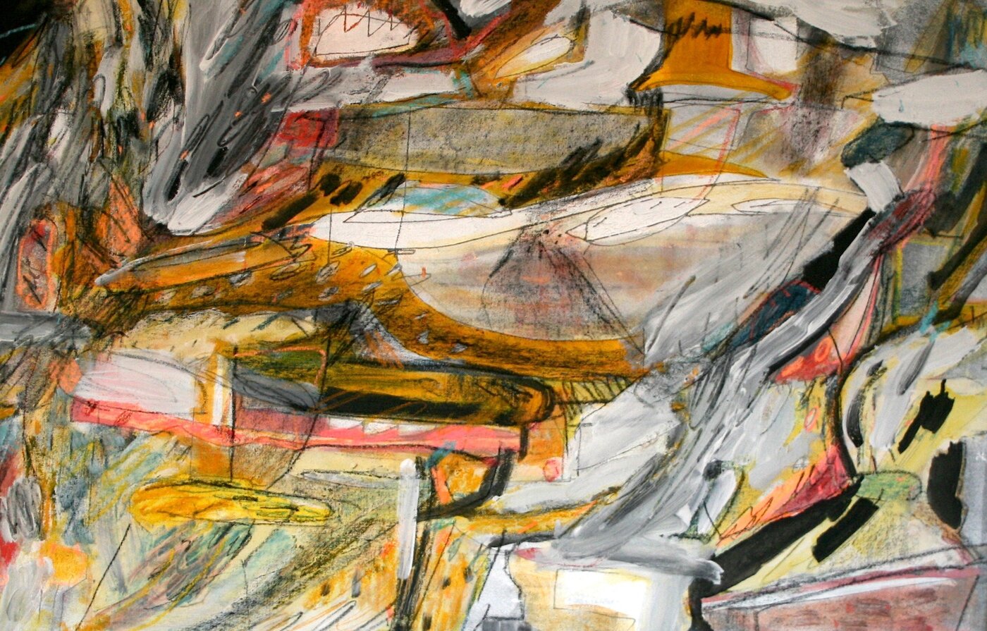 Downtown, Acrylfarbe/Pastellkreiden auf Leinwand, 60 x 90 cm