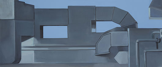 Julia Ludwig, „Belüftungsanlage 4“, Öl auf Leinwand, 105 x 250 cm, 2008