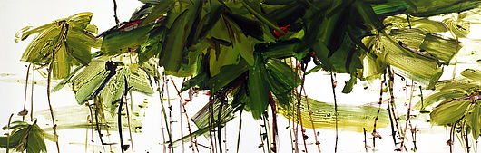 Lee Sae Bom, „Feld XVI“, Acryl auf Papier, 135 x 425 cm, 2002