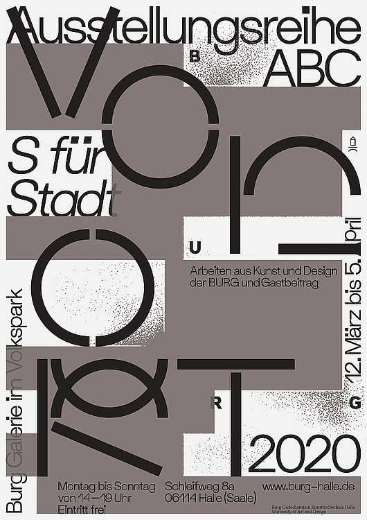 "vor_Ort" Ausstellung in der Burg Galerie im Volkspark vom 12.03-5.04.2020, Gestaltung Plakat: Marcus Wachter und Miriam Humm