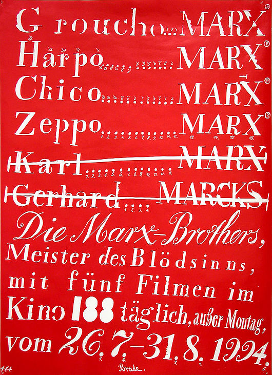 Filmplakat »Die Marx Brothers«, Kino 188, 1994 Gestalter: Helmut Brade Repro: Hochschularchiv Burg Giebichenstein Kunsthochschule Halle 59x84 (A1) 