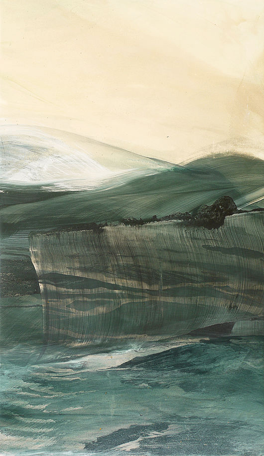 Simone Distler, „ZWISCHEN DEN ORTEN“, Mischtechnik auf Leinwand, 190 x 108 cm, 2014