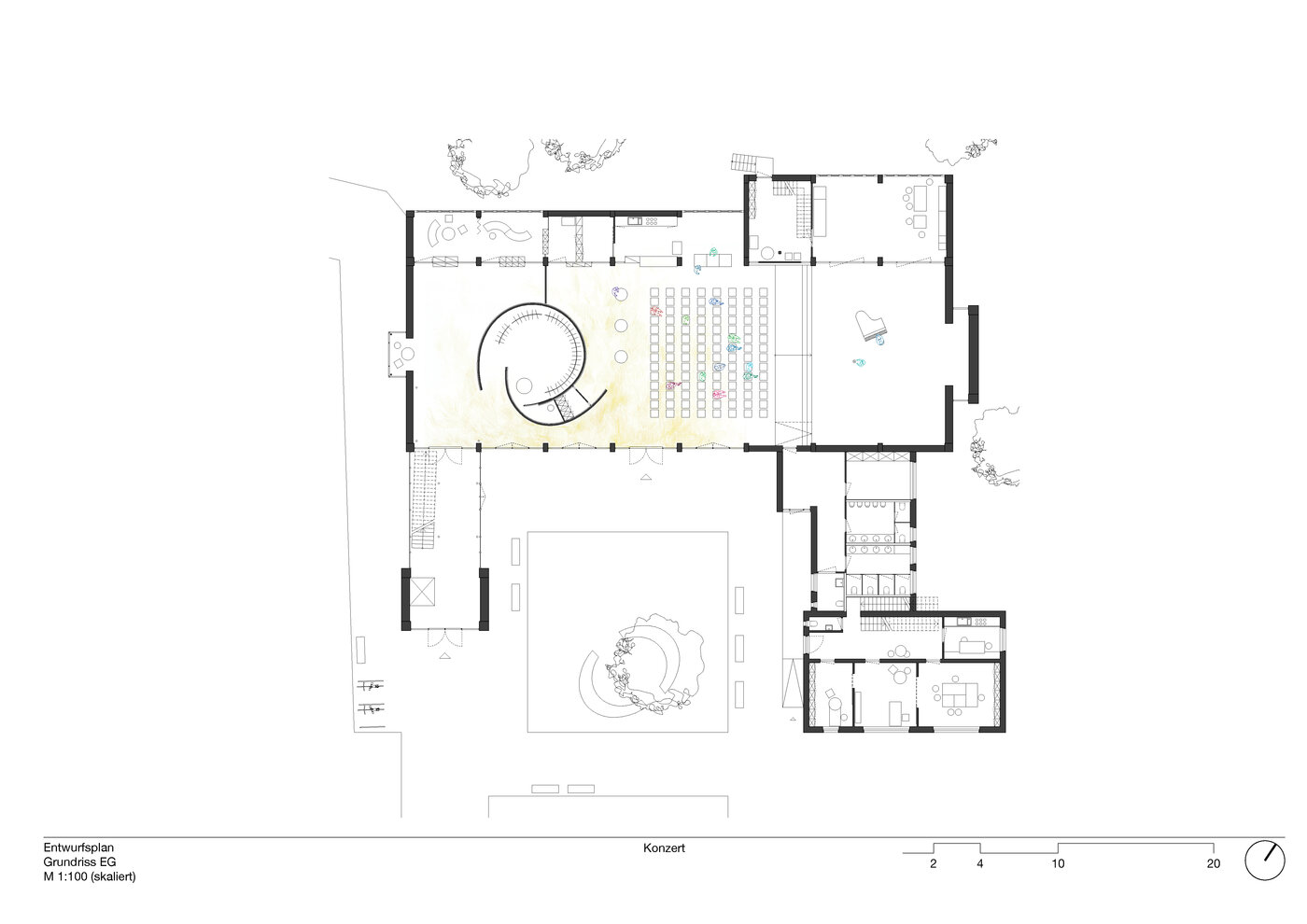 Grundriss mit Erläuterungen der Raumfunktionen