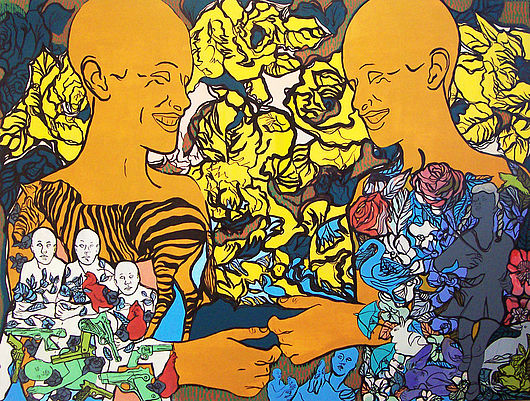 Kyong Yon Won, „Die seltsame Geschichte“, Acryl auf Leinwand,120 x 160 cm, 2009