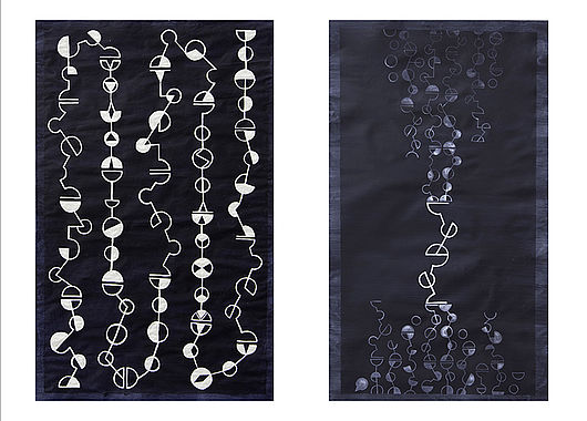 Entwurf für ein Totentuch / Ritualtextil, 2015, Acrylfarbe und Edding auf Papier, 45 x 70 cm