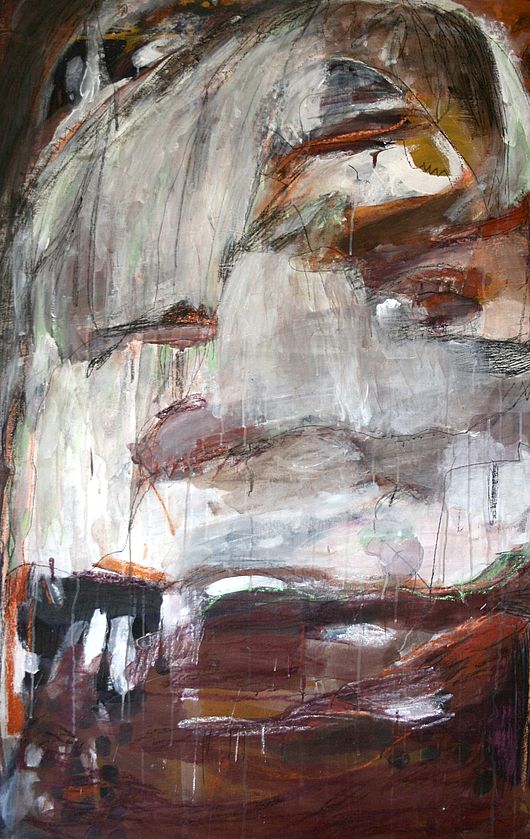 Höhle, Acrylfarbe/Pastellkreide auf Leinwand, 140 x 180 cm