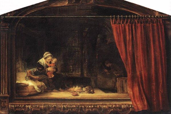 Rembrandt van Rijn: Die Heilige Familie mit dem Vorhang