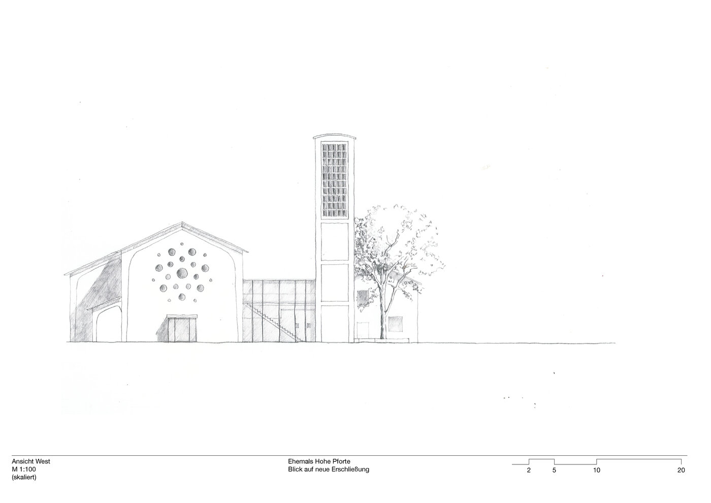 Linienzeichnung der Fassade als Ansicht