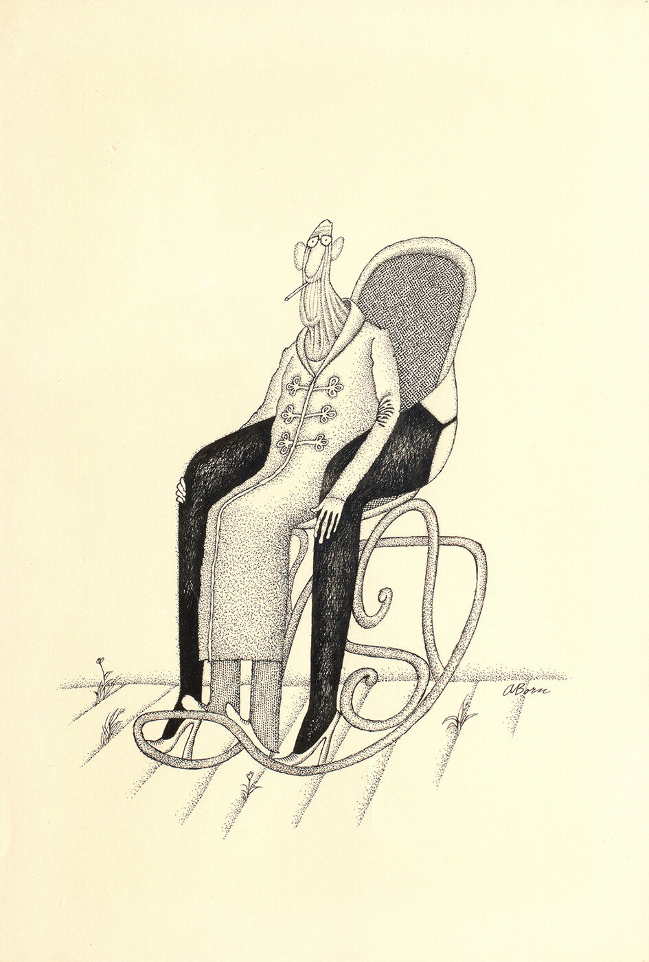 Adolf Born (*1930), 1982, Tusche auf Papier, Sammlung Karikaturen & Cartoons, Basel