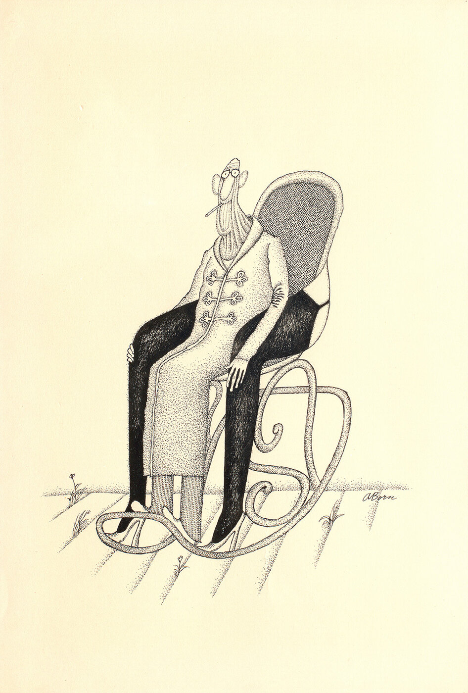 Adolf Born (*1930), 1982, Tusche auf Papier, Sammlung Karikaturen & Cartoons, Basel