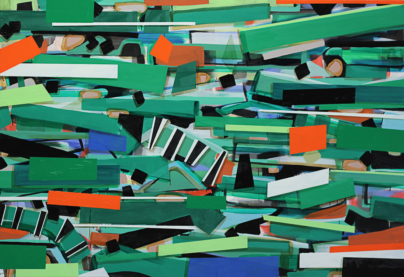 Nina Hannah Kornatz, „jubeln“, 140 x 190 cm, Öl u. Acryl auf Leinwand; Foto: Anne-Kathrin Szabó