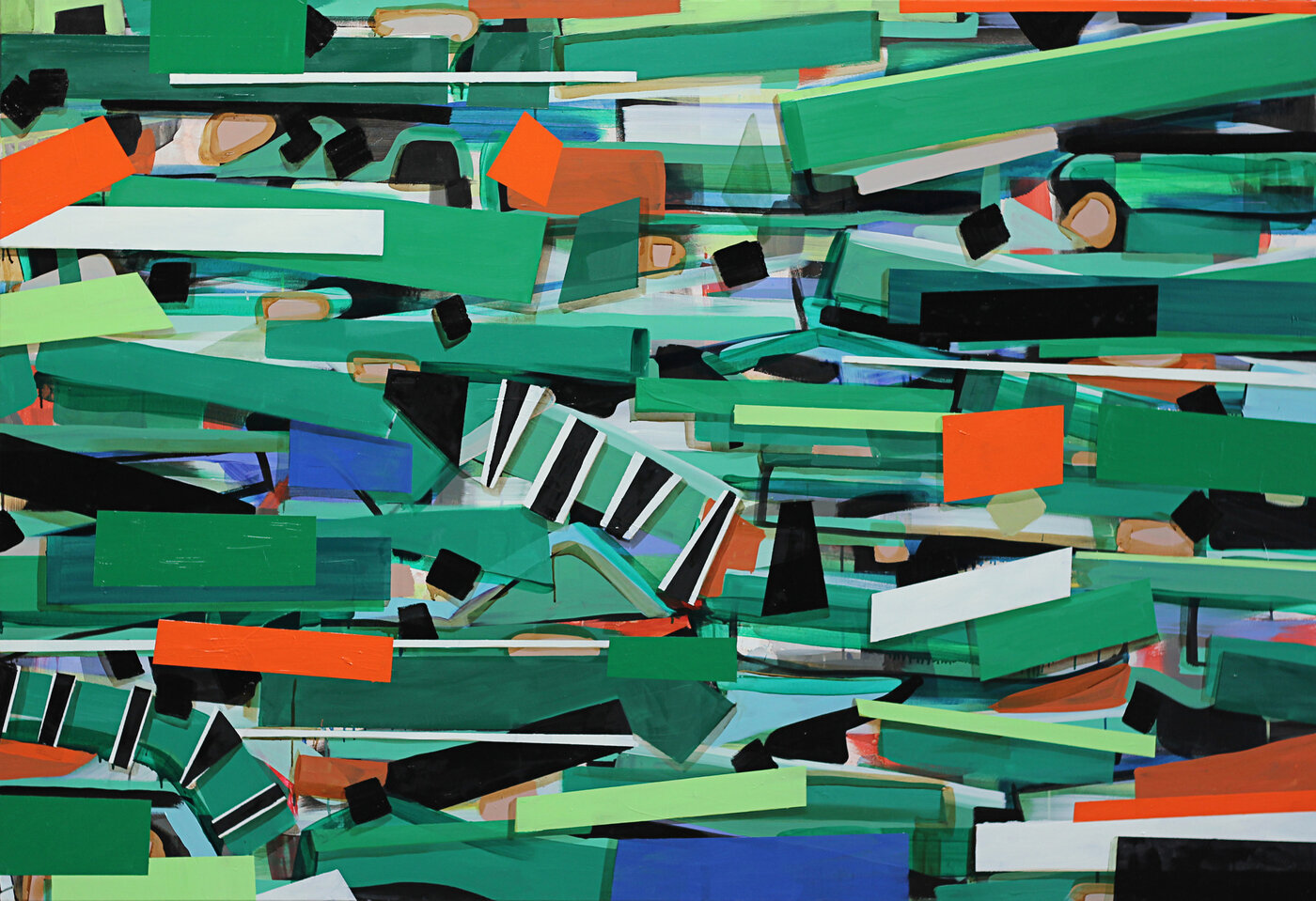 Nina Hannah Kornatz, „jubeln“, 140 x 190 cm, Öl u. Acryl auf Leinwand; Foto: Anne-Kathrin Szabó