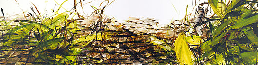 Lee Sae Bom, „Feld X“, Acryl auf Papier, 105 x 424 cm, 2002