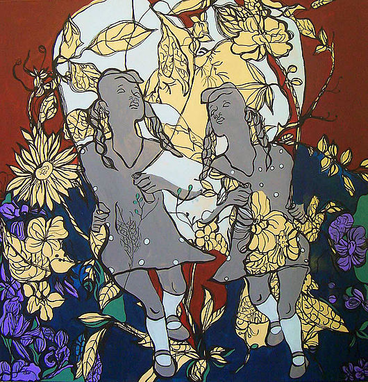 Kyong Yon Won, „Die seltsame Geschichte“, Acryl auf Leinwand, 120 x 120 cm, 2009