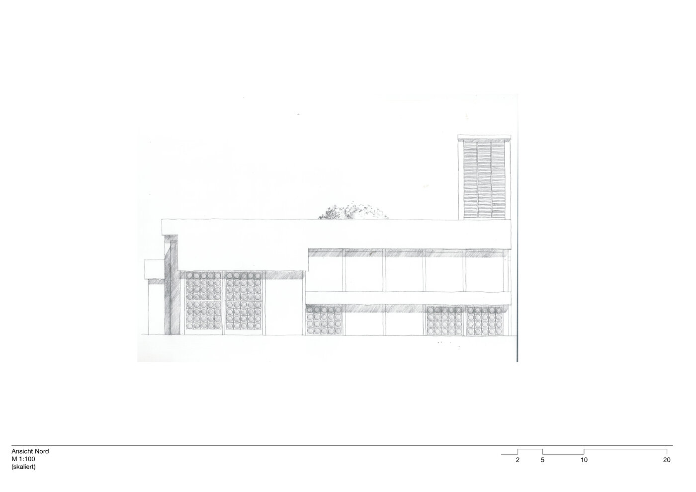 Linienzeichnung der Fassade als Ansicht