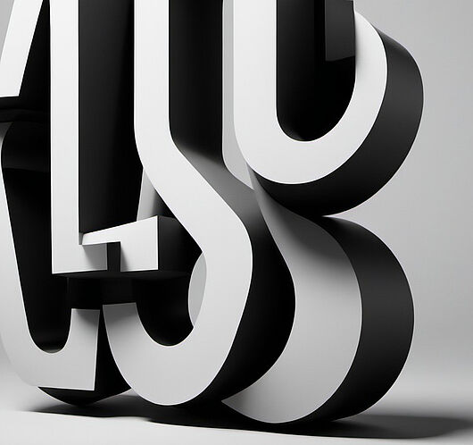 Schwarz-weiss Bild mit typografischen Elementen