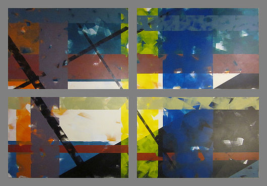 Stadtlicht, 2014 , Acryllack auf MDF , 4 - teilig, 220 x 297,5 cm