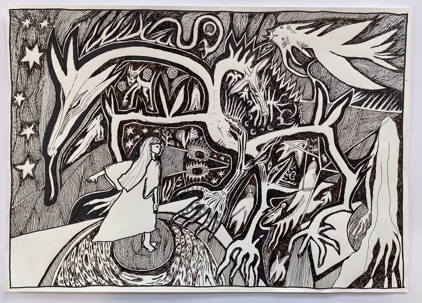 Grafische Arbeit von Mathilda Schellmberg, Studierende der Grafikklasse