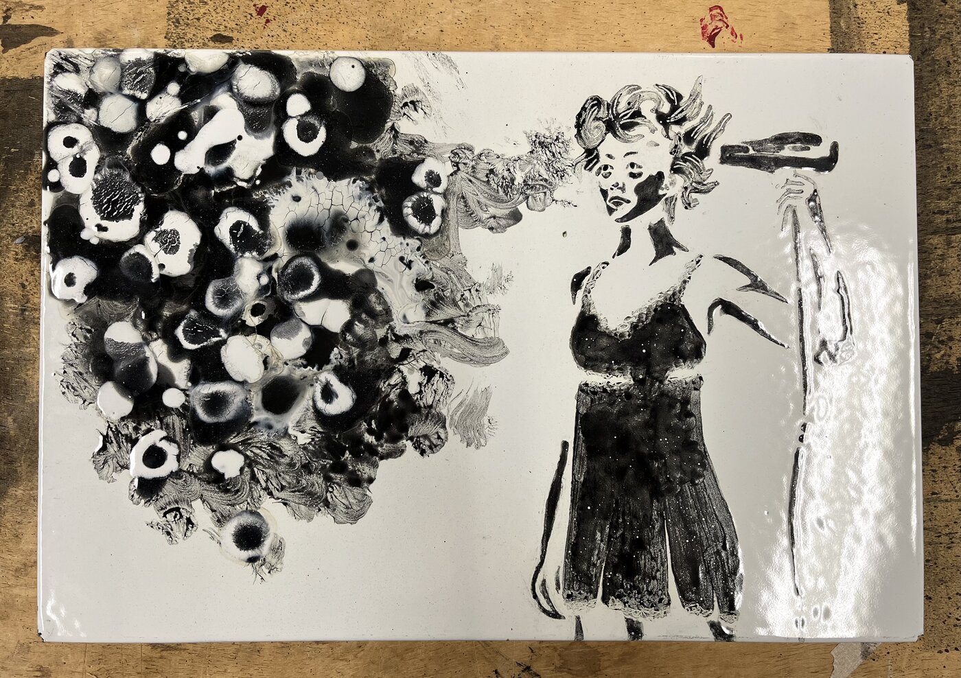 Grafische Emaille Arbeit von Lilo Fuhrmann