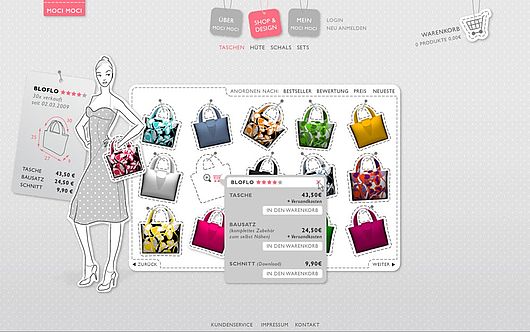 Handtaschen-Konfigurator . MOCI MOCI | Martina Zschornak, Diplom Multimedia|VR-Design Juni 2009