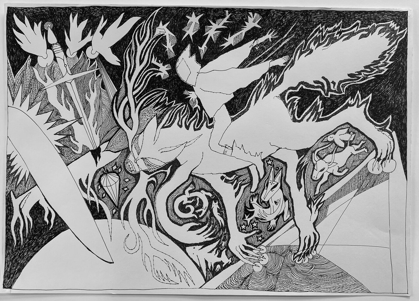 Grafische Arbeit von Mathilda Schellmberg, Studierende der Grafikklasse