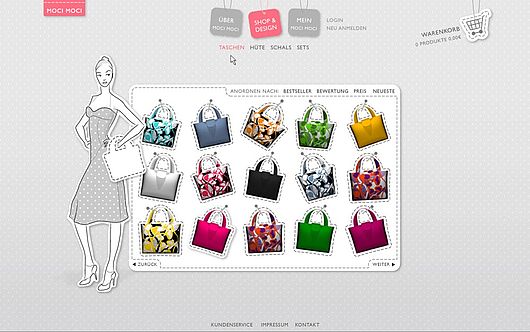 Handtaschen-Konfigurator . MOCI MOCI | Martina Zschornak, Diplom Multimedia|VR-Design Juni 2009