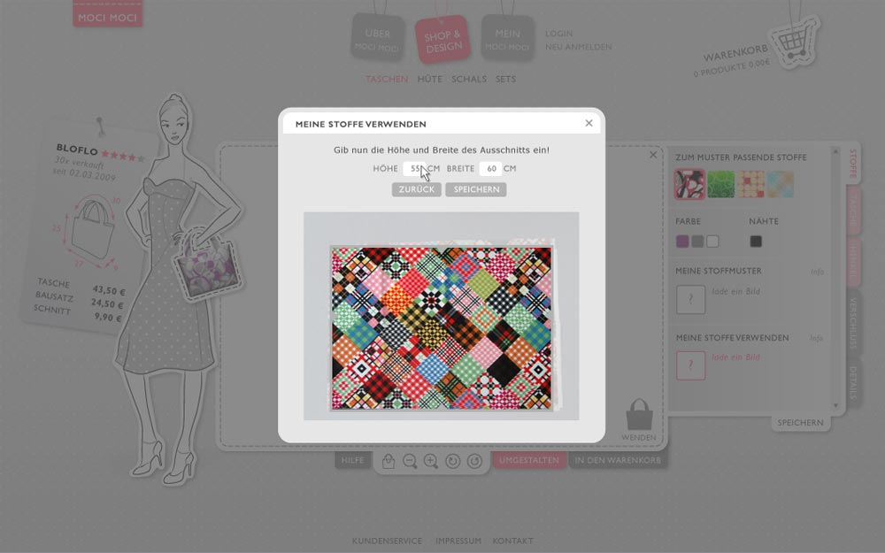 MOCI MOCI – Internetportal und Online-Konfigurator für individuelle Taschen und Accessoires | Martina Zschornak, Multimedia|VR-Design Diplom 2009